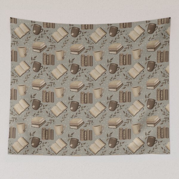 Item preview, Book Lovers Pattern in Rusty Tones designed and sold by AnnikaisDrawing.