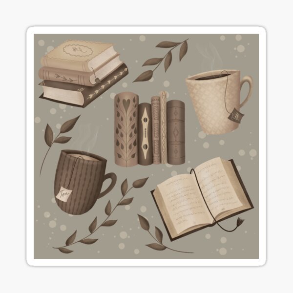Item preview, Book Lovers Pattern in Rusty Tones designed and sold by AnnikaisDrawing.
