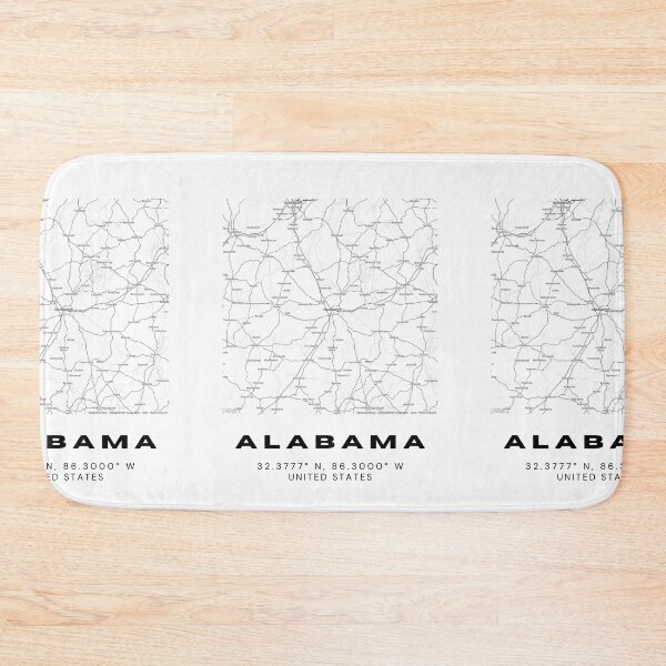 Item preview, Minimalist Alabama Map Art - Black and White Coordinates Design designed and sold by RM-Journey.