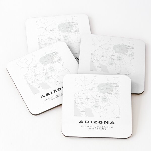 Item preview, Minimalist Arizona Map Art - Black and White Coordinates Design designed and sold by RM-Journey.