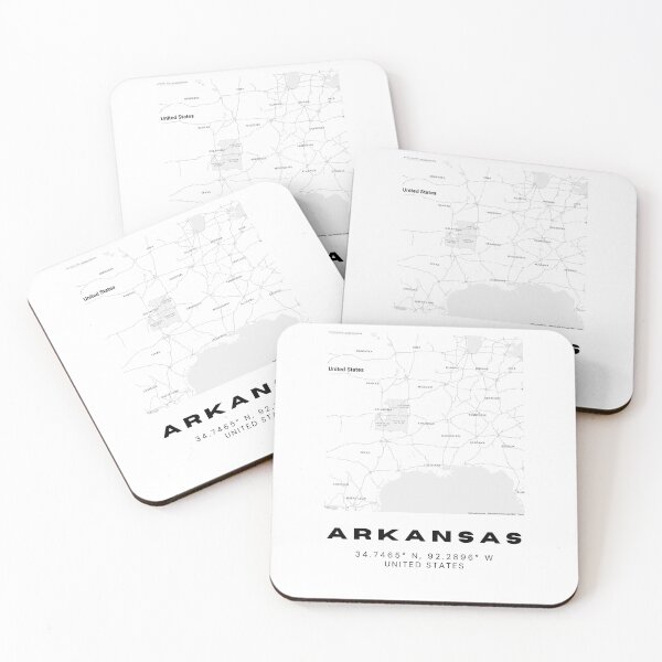 Item preview, Mapa minimalista de Arkansas: diseño de coordenadas en blanco y negro designed and sold by RM-Journey.