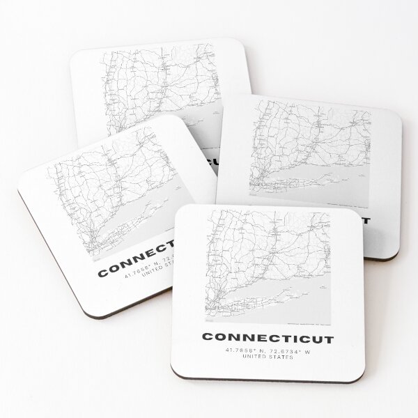 Item preview, Mapa minimalista de Connecticut: diseño de coordenadas en blanco y negro designed and sold by RM-Journey.