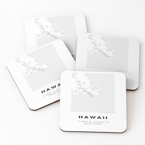 Item preview, Minimalist Hawaii Map Art - Black and White Coordinates Design designed and sold by RM-Journey.