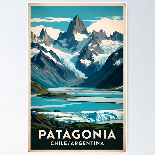 Aperçu de l'œuvre Illustration vintage de Patagonie | Décoration murale inspirée de la nature sauvage créée et vendue par Ceemko's Vintage Corner.