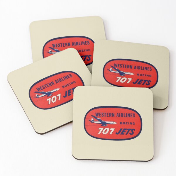 Item preview, Vintage Western Airlines Boeing 707 Jets Label designed and sold by FutureTraveller.