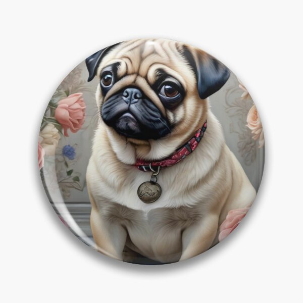 Item preview, Pug Dog and Rose Petals designed and sold by Wags & Tails.