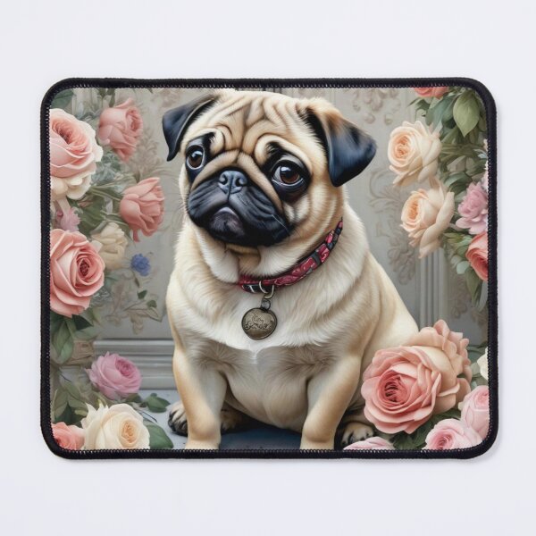 Item preview, Pug Dog and Rose Petals designed and sold by Wags & Tails.