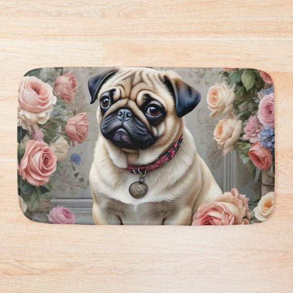 Item preview, Pug Dog and Rose Petals designed and sold by Wags & Tails.