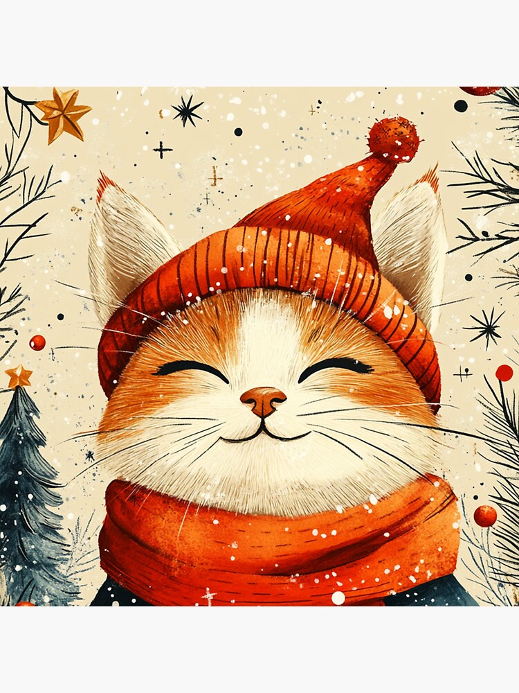 Thumbnail 3 of 3, Pin, Christmas Cat designed and sold by Patricks-Art.