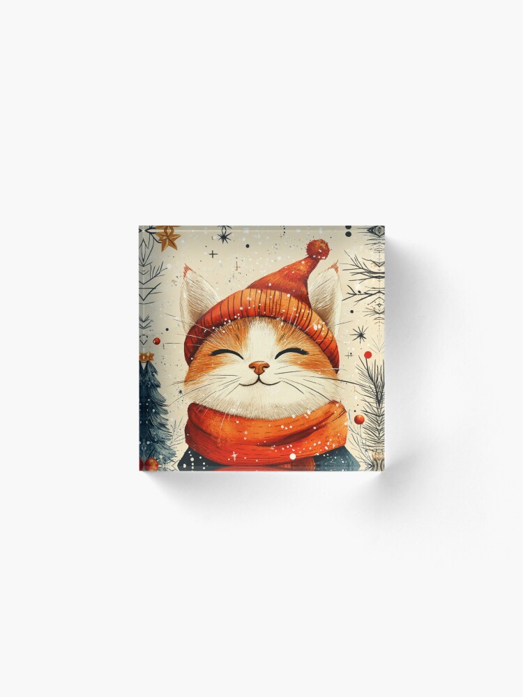 Thumbnail 2 of 5, Acrylic Block, Christmas Cat designed and sold by Patricks-Art.