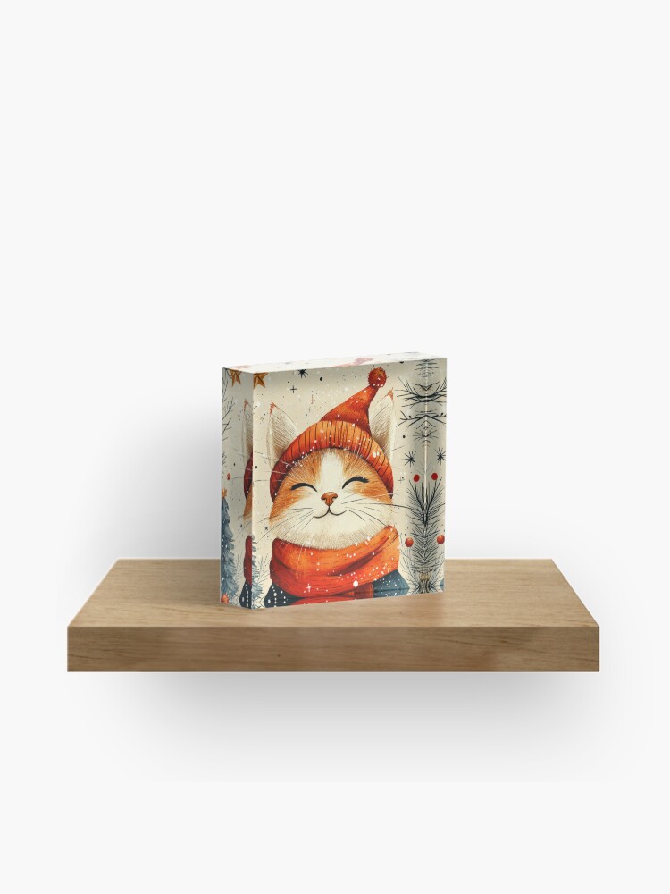 Thumbnail 1 of 5, Acrylic Block, Christmas Cat designed and sold by Patricks-Art.