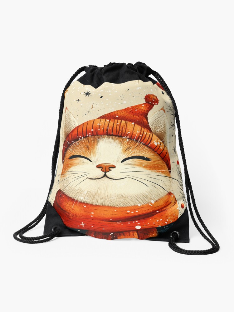 Thumbnail 1 of 3, Drawstring Bag, Christmas Cat designed and sold by Patricks-Art.