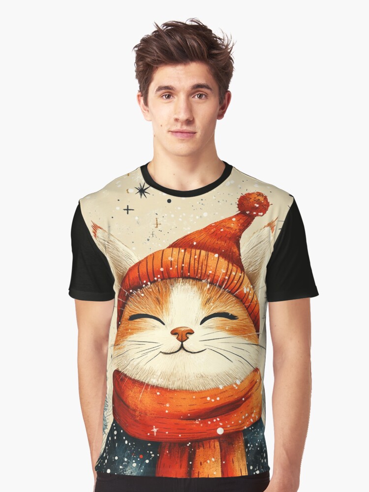 Thumbnail 1 of 5, Graphic T-Shirt, Christmas Cat designed and sold by Patricks-Art.