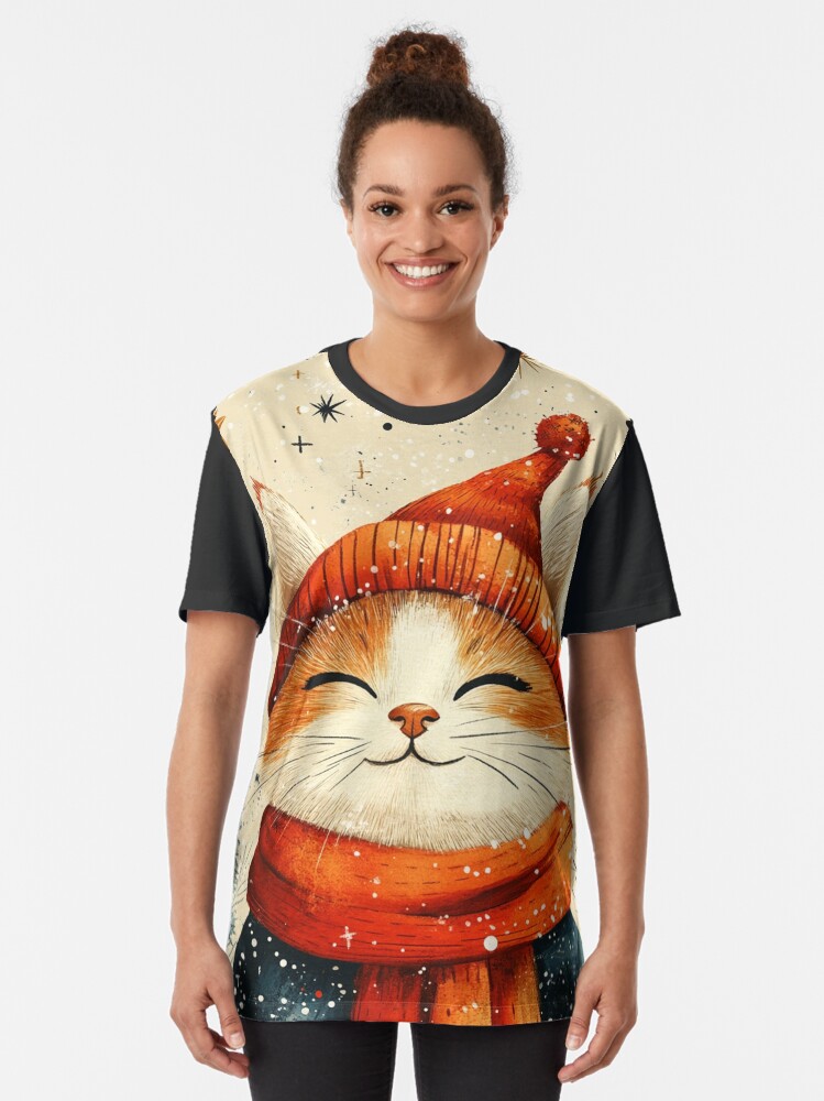 Thumbnail 2 of 5, Graphic T-Shirt, Christmas Cat designed and sold by Patricks-Art.