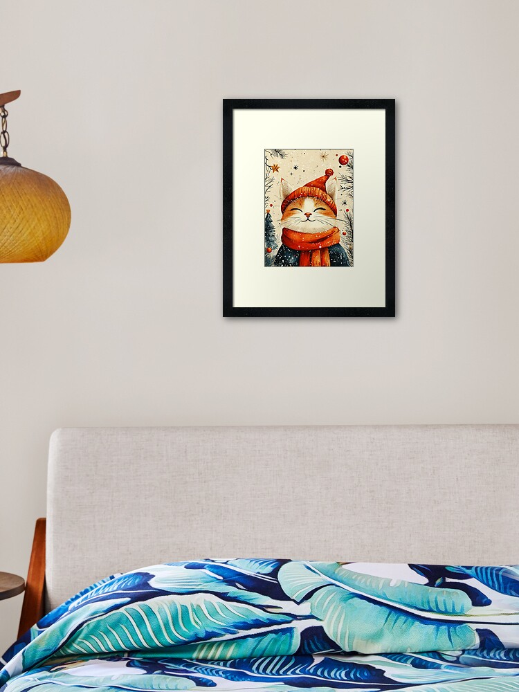 Thumbnail 2 of 7, Framed Art Print, Christmas Cat designed and sold by Patricks-Art.