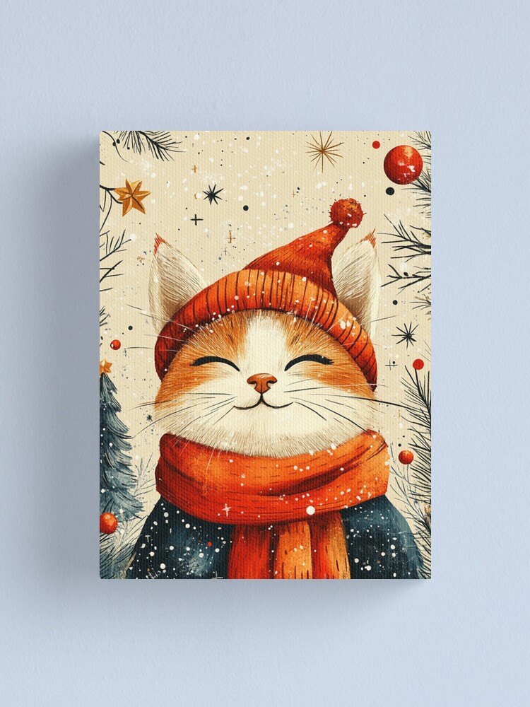 Thumbnail 1 of 3, Canvas Print, Christmas Cat designed and sold by Patricks-Art.
