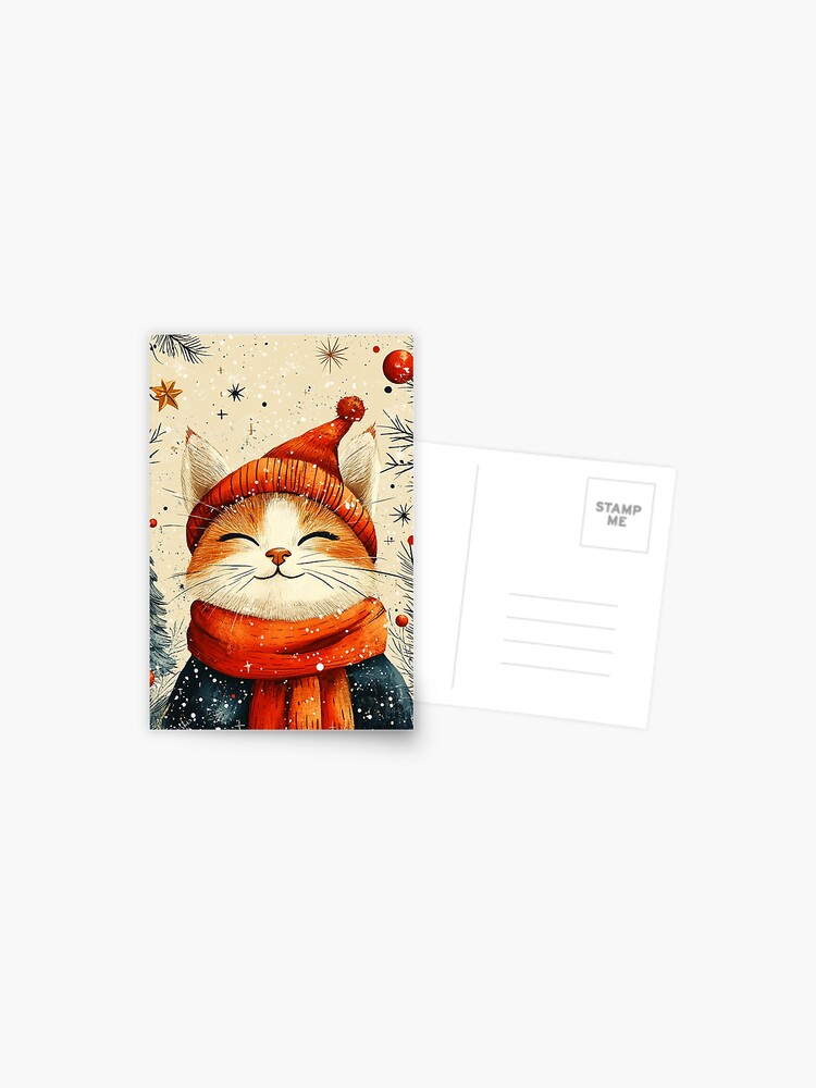 Thumbnail 1 of 2, Postcard, Christmas Cat designed and sold by Patricks-Art.