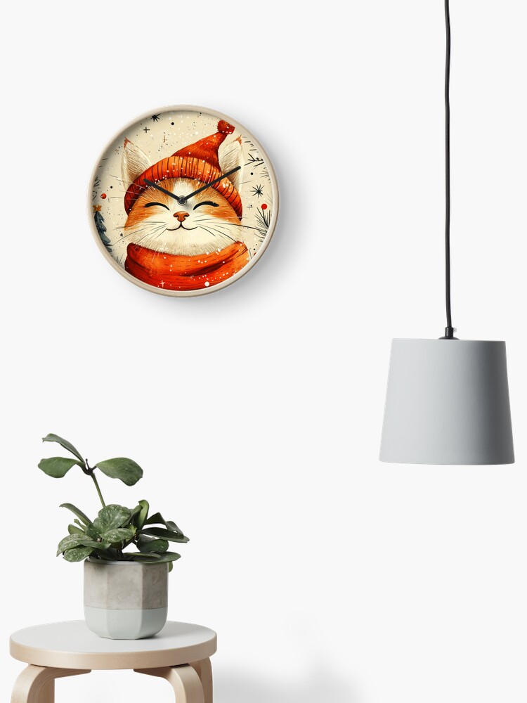 Thumbnail 2 of 4, Clock, Christmas Cat designed and sold by Patricks-Art.