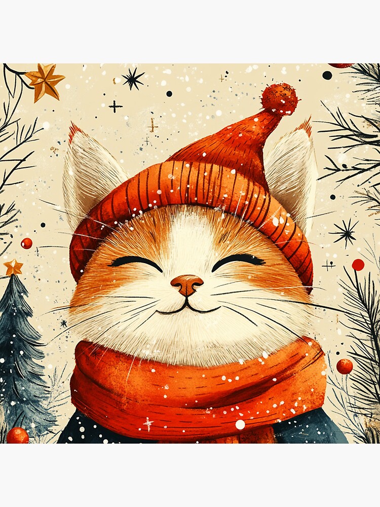 Thumbnail 4 of 4, Clock, Christmas Cat designed and sold by Patricks-Art.