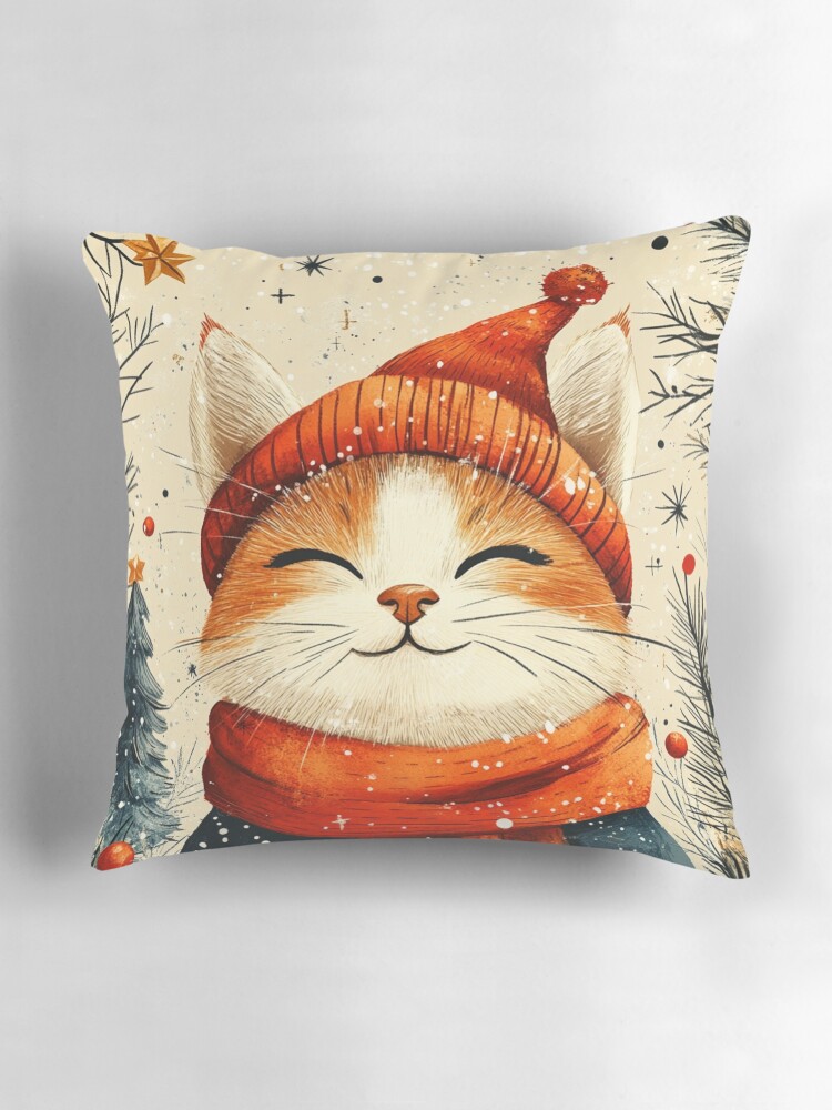 Thumbnail 3 of 4, Pillow, Christmas Cat designed and sold by Patricks-Art.