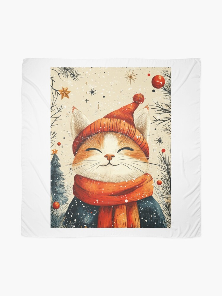Thumbnail 2 of 3, Scarf, Christmas Cat designed and sold by Patricks-Art.