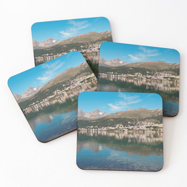 Item preview, St. Moritz Lake, picturesque town and peaks of Albula Alps in the distance designed and sold by svanaerschot.