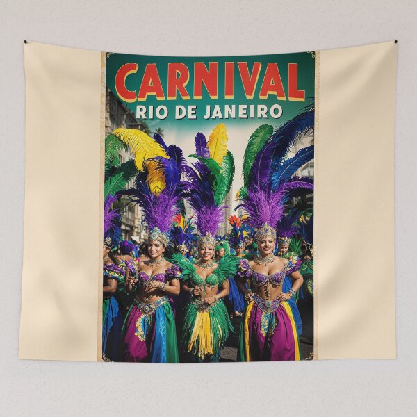 Item preview, Vintage Carnival in Rio Illustration | Brazilian Festival Art designed and sold by Ceemko's Vintage Corner.