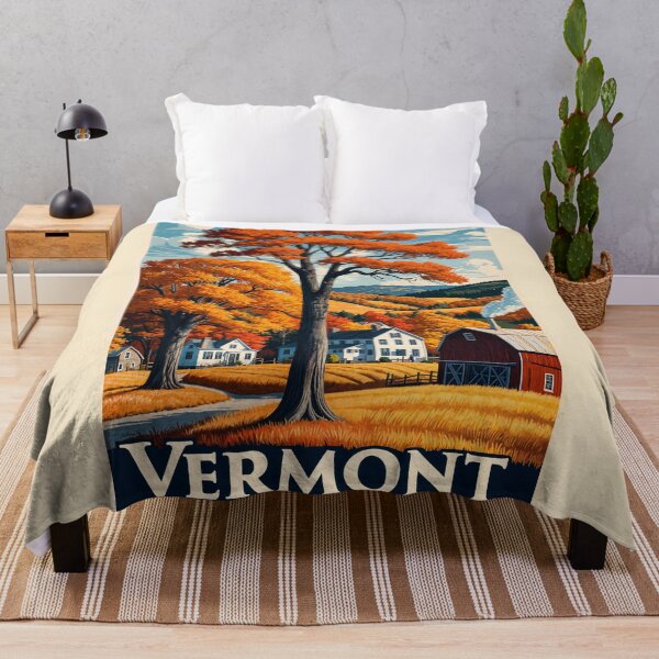 Item preview, Vintage Vermont Fall Illustration | Autumn Landscape Art designed and sold by Ceemko's Vintage Corner.