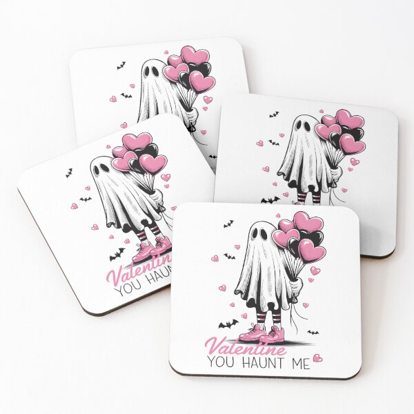 Item preview, Valentine You Haunt Me - Cute Ghost with Heart Balloons designed and sold by Snifferius.