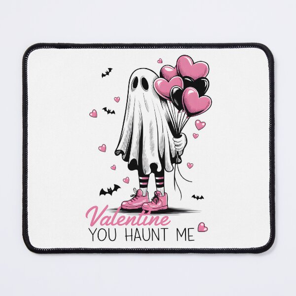 Item preview, Valentine You Haunt Me - Cute Ghost with Heart Balloons designed and sold by Snifferius.