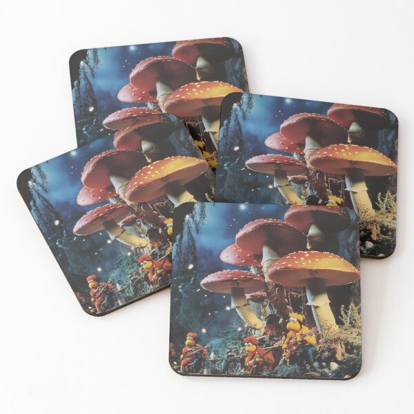 Item preview, Mushroom muppet band grooving under the night sky designed and sold by LonesomeKnight.