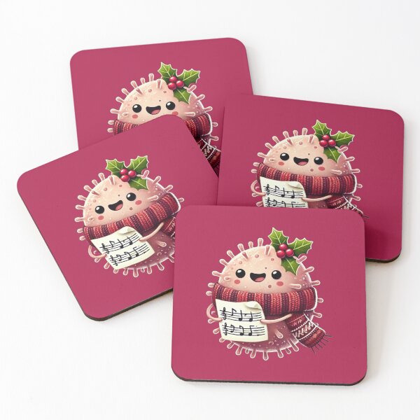 Item preview, Whimsical Caroler Microbe with Music Sheet – Festive Holiday Design designed and sold by AdoraSticks.