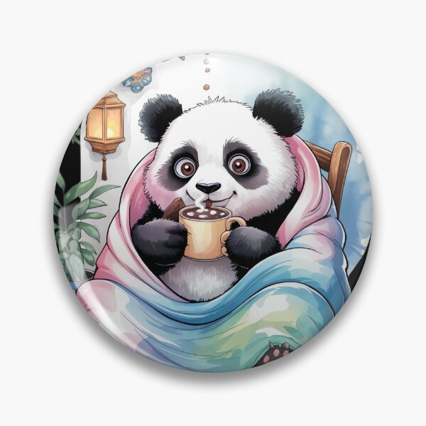 Item preview, Cute Cozy Panda Wrapped in a Blanket with a Hot Drink, Winter Fun designed and sold by madtoyman.
