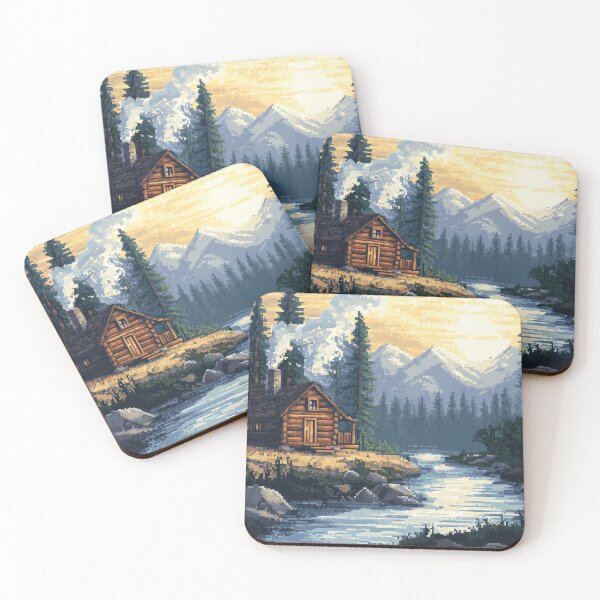 Item preview, Pixelart, hut in the mountains designed and sold by Mauswohn.