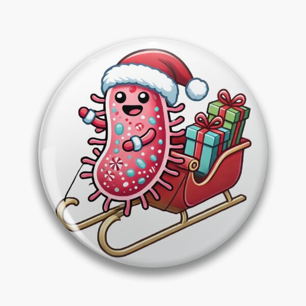 Item preview, Santa Suit Microbe on a Sleigh – Festive Candy-Cane Holiday Design designed and sold by AdoraSticks.