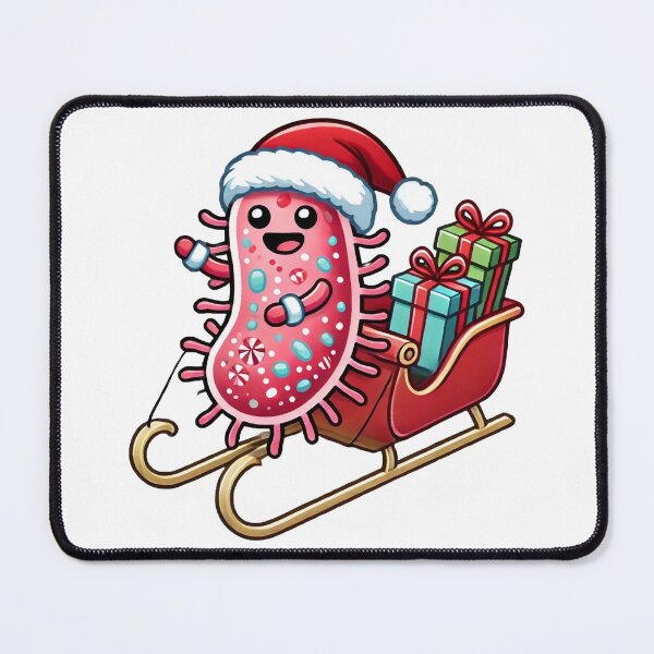 Item preview, Santa Suit Microbe on a Sleigh – Festive Candy-Cane Holiday Design designed and sold by AdoraSticks.