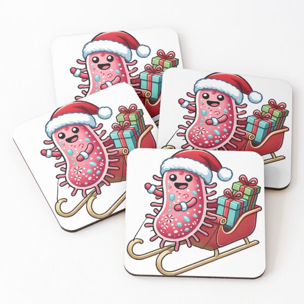Item preview, Santa Suit Microbe on a Sleigh – Festive Candy-Cane Holiday Design designed and sold by AdoraSticks.