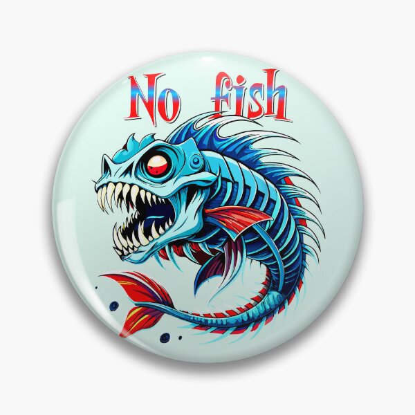 Item preview, Scary Fish Skeleton Art – No Fish Warning Print designed and sold by VikArtStudio.