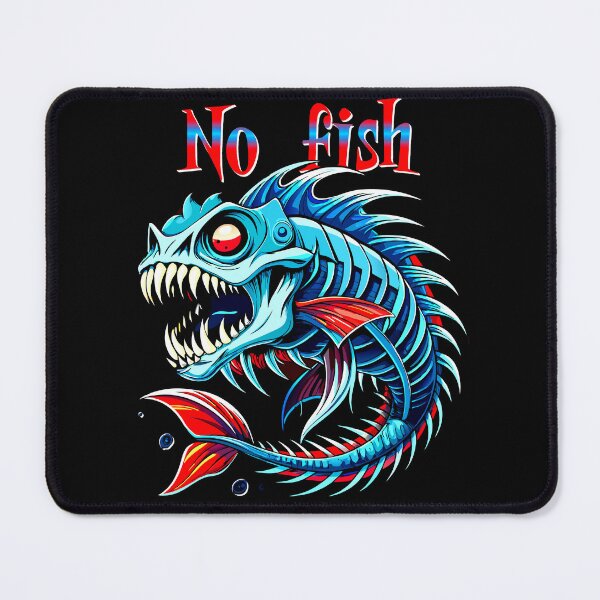 Item preview, Scary Fish Skeleton Art – No Fish Warning Print designed and sold by VikArtStudio.