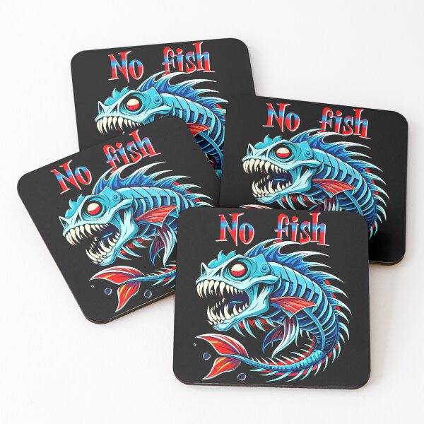 Item preview, Scary Fish Skeleton Art – No Fish Warning Print designed and sold by VikArtStudio.