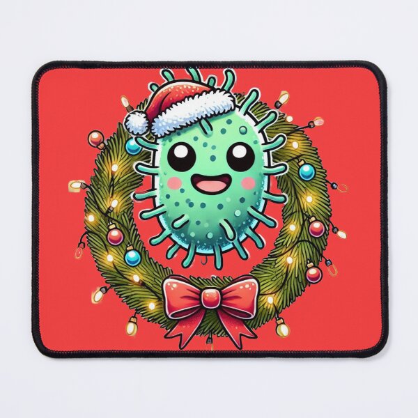 Item preview, Festive Microbe with Christmas Wreath Collar – Cheerful Holiday Design designed and sold by AdoraSticks.