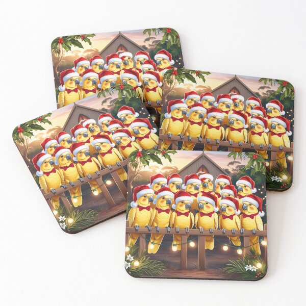 Item preview, Christmas Singing Parrots in the Australian Outback – Festive Animal Illustration for the Christmas Season designed and sold by TRex-Landscapes.