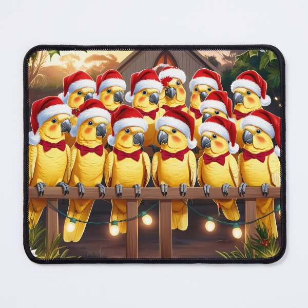 Item preview, Christmas Singing Parrots in the Australian Outback – Festive Animal Illustration for the Christmas Season designed and sold by TRex-Landscapes.