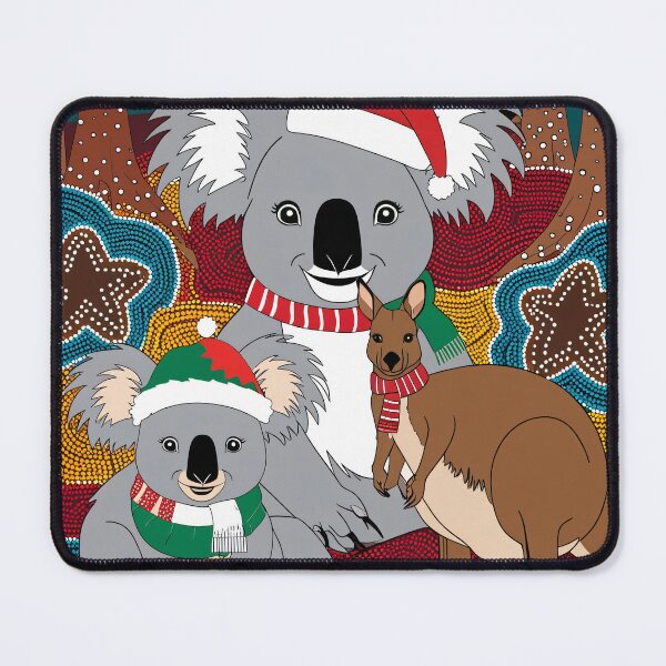 Item preview, Christmas koalas and kangaroo in Aboriginal art style – Australian Christmas illustration designed and sold by TRex-Landscapes.