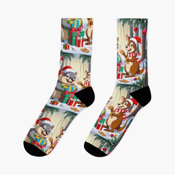 Item preview, Christmas joy with wombat and wallaby – gift exchange in the winter forest designed and sold by TRex-Landscapes.