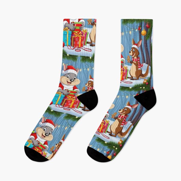 Item preview, Festive fun in the winter forest – wombat and kangaroo exchange Christmas gifts designed and sold by TRex-Landscapes.