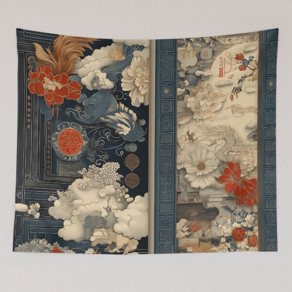Item preview, Dunhuang Mural - Blue Tile designed and sold by FleurFrench.