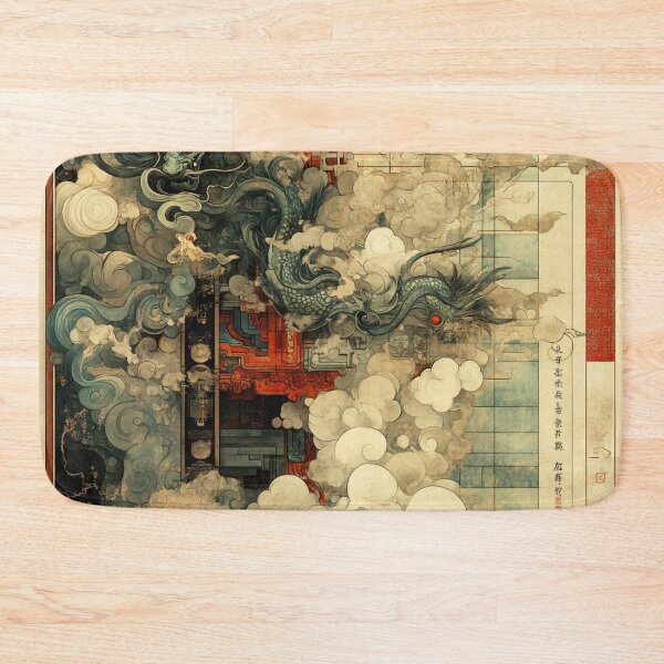 Item preview, Dunhuang Mural - Green Dragon designed and sold by FleurFrench.