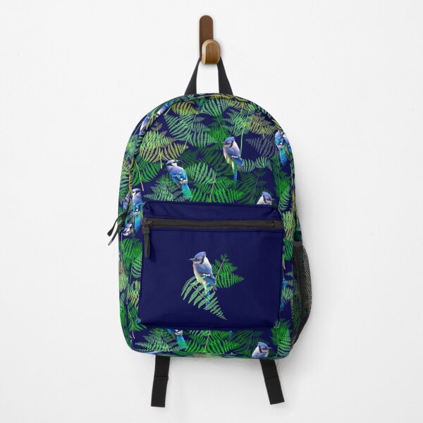 Item preview, Bluejays in the Ferns Half Drop on Navy Blue 000140 designed and sold by Art in My Loft.