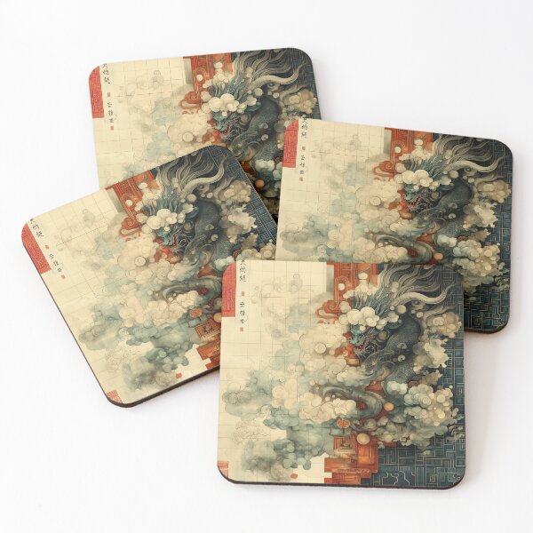 Item preview, Dunhuang Mural - Dragon Clouds designed and sold by FleurFrench.